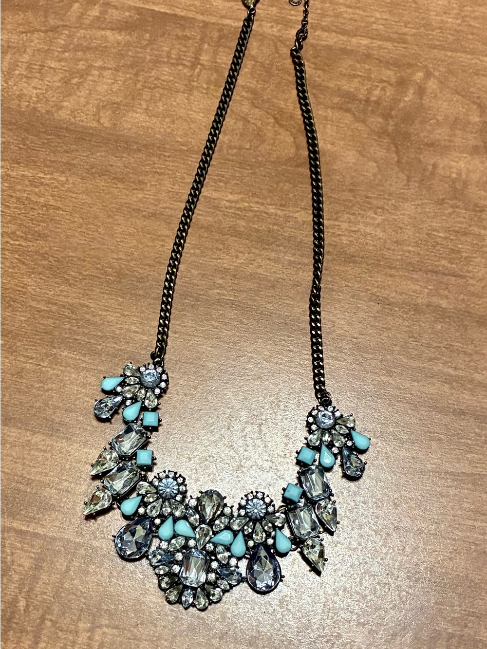 BaubleBar Turquoise and Clear Crystal Bib Necklace — Like New